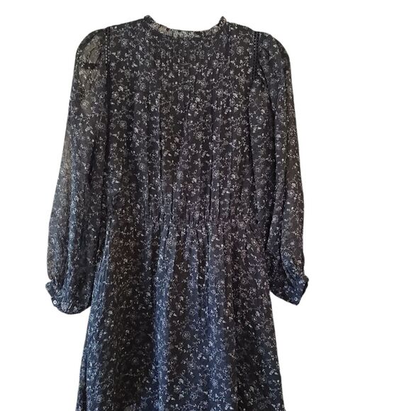 Madewell Ruffle-Neck Button-Front Mini Dress in Dotted Vines size Medium - Picture 2 of 7